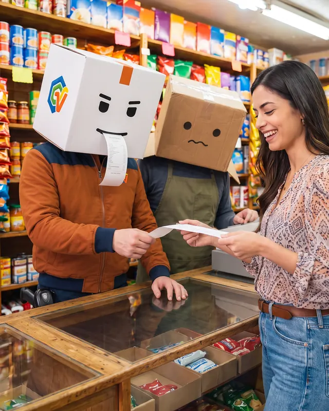 Al héroe le sale el ticket impreso por la sonrisa y una clienta lo recibe contenta